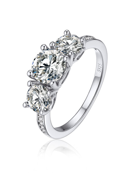 Ahabobo 3 Stone Moissanite Engagement Ring For Women