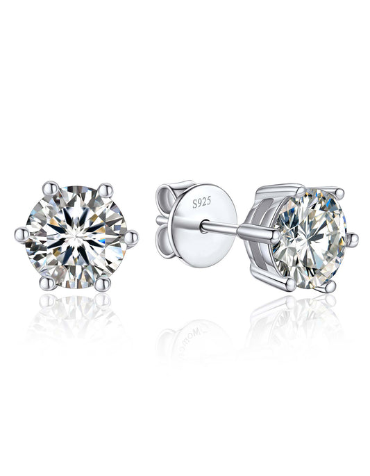 Ahabobo Sterling Silver Moissanite Stud Earrings For Men Women