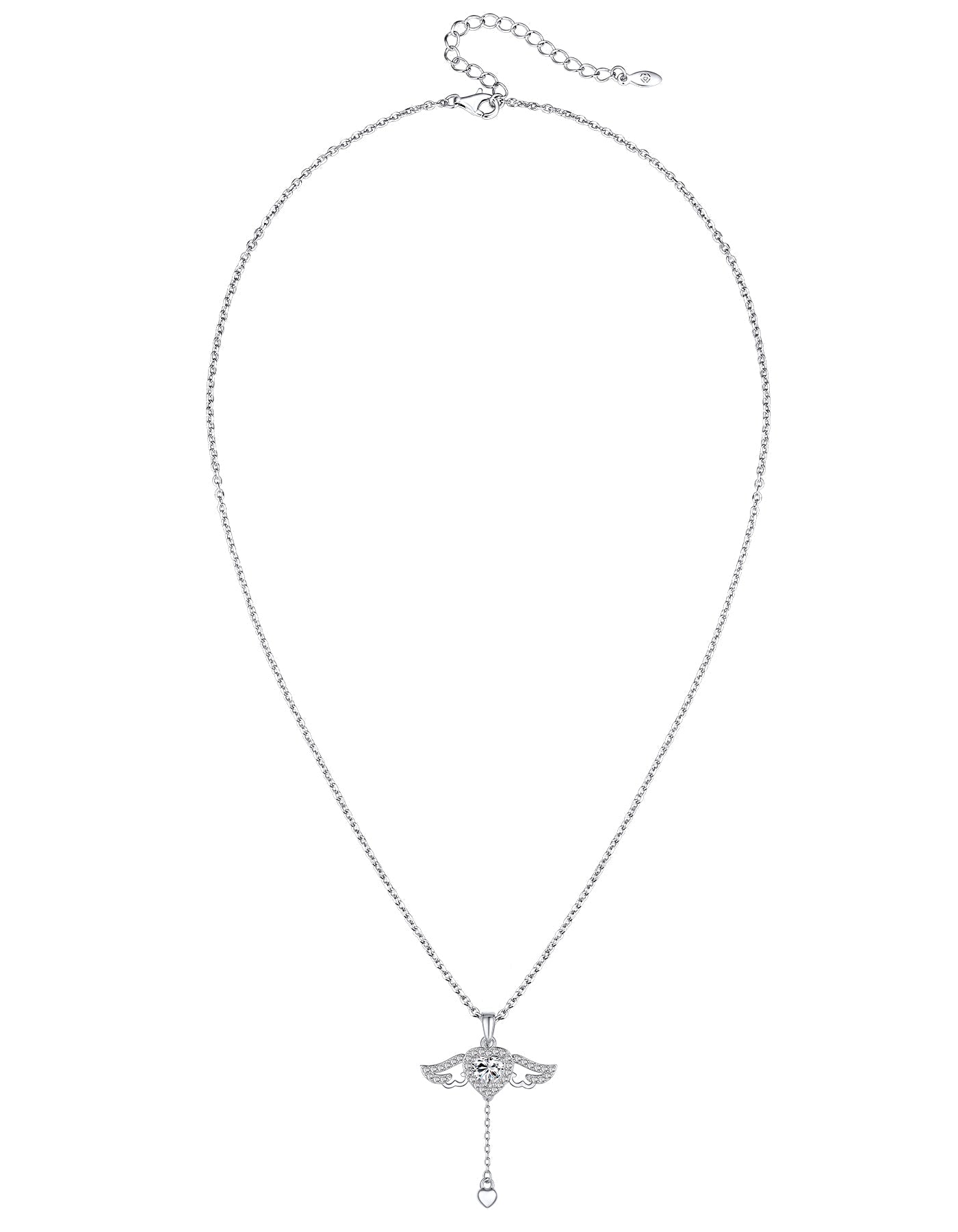 Angel Wing Heart Moissanite Pendant Necklace