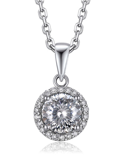 Ahabobo Birthstone Moissanite Halo Necklace for Women