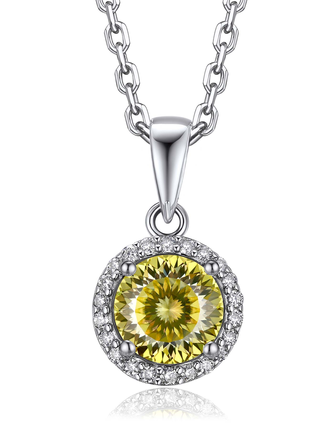 Ahabobo Birthstone Moissanite Halo Necklace for Women