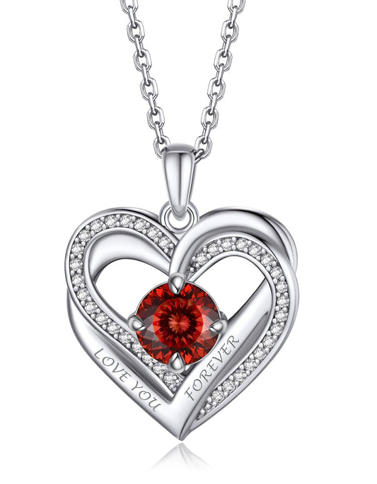 Ahabobo Twisted Love Heart Birthstone Necklace For Women Mom