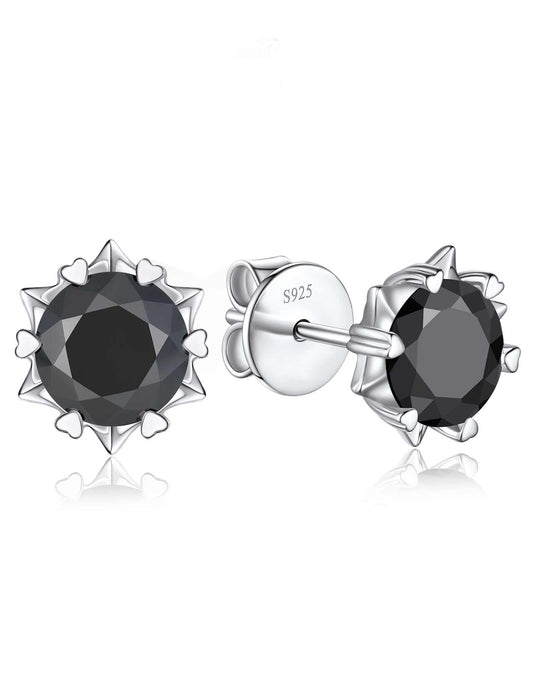 Ahabobo Black Moissanite Stud Earrings Snowflake Earrings