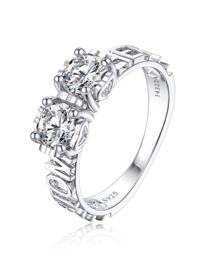 Ahabobo Custom 3D Name Moissanite Engagement Ring for Women