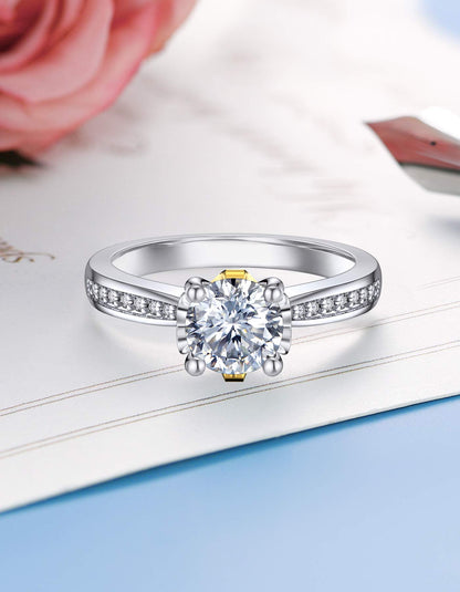 Custom Initial Moissanite Engagement Ring for Women