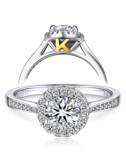 Ahabobo Custom Moissanite Halo Ring For Engagement Wedding