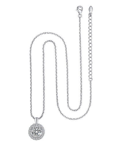 Ahabobo Moissanite Halo Pendant Dancing Necklace