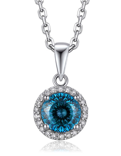 Ahabobo Birthstone Moissanite Halo Necklace for Women