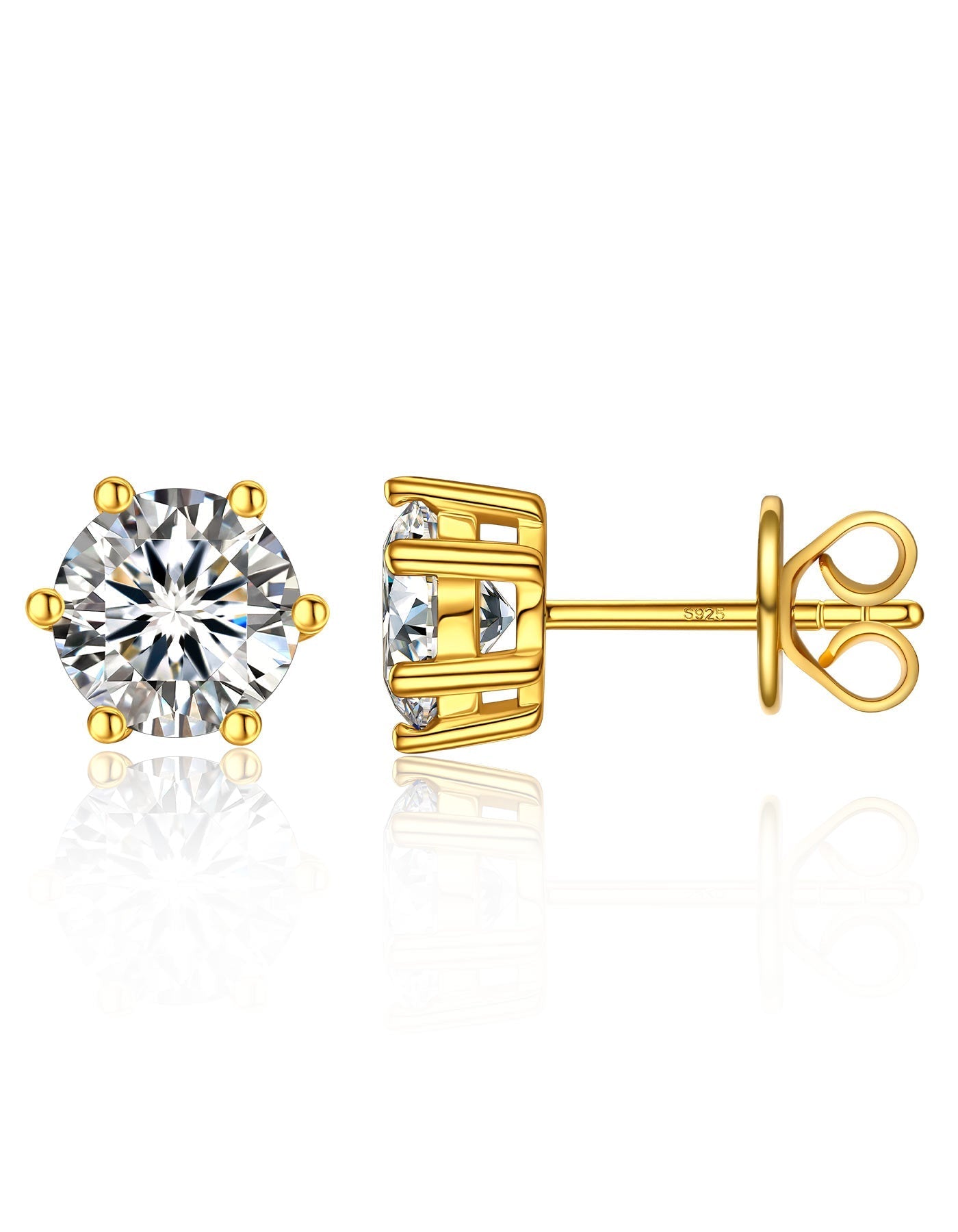 Ahabobo Sterling Silver Moissanite Diamond Earrings Gold Plated