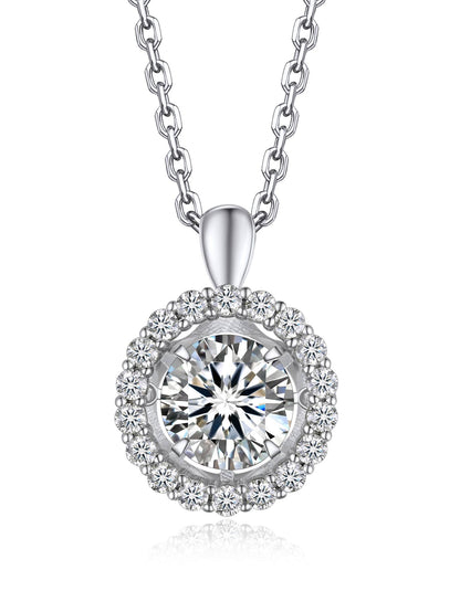 Ahabobo Moissanite Halo Pendant Dancing Necklace