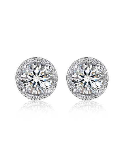 Ahabobo Sterling Silver Halo Moissanite Stud Earrings For Women