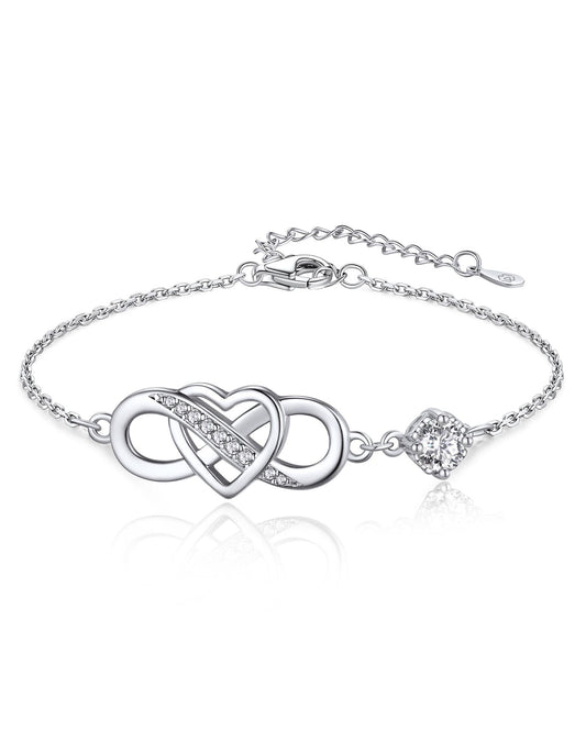 Ahabobo Heart Infinity Bracelet With Moissanite