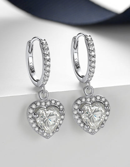 Ahabobo Moissanite Hoop Earrings Heart Huggie Earrings For Women