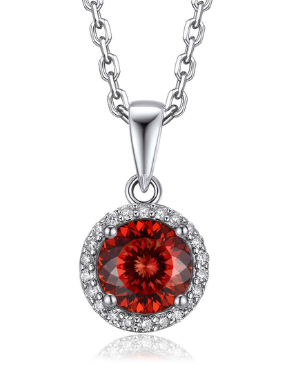 Ahabobo Birthstone Moissanite Halo Necklace for Women