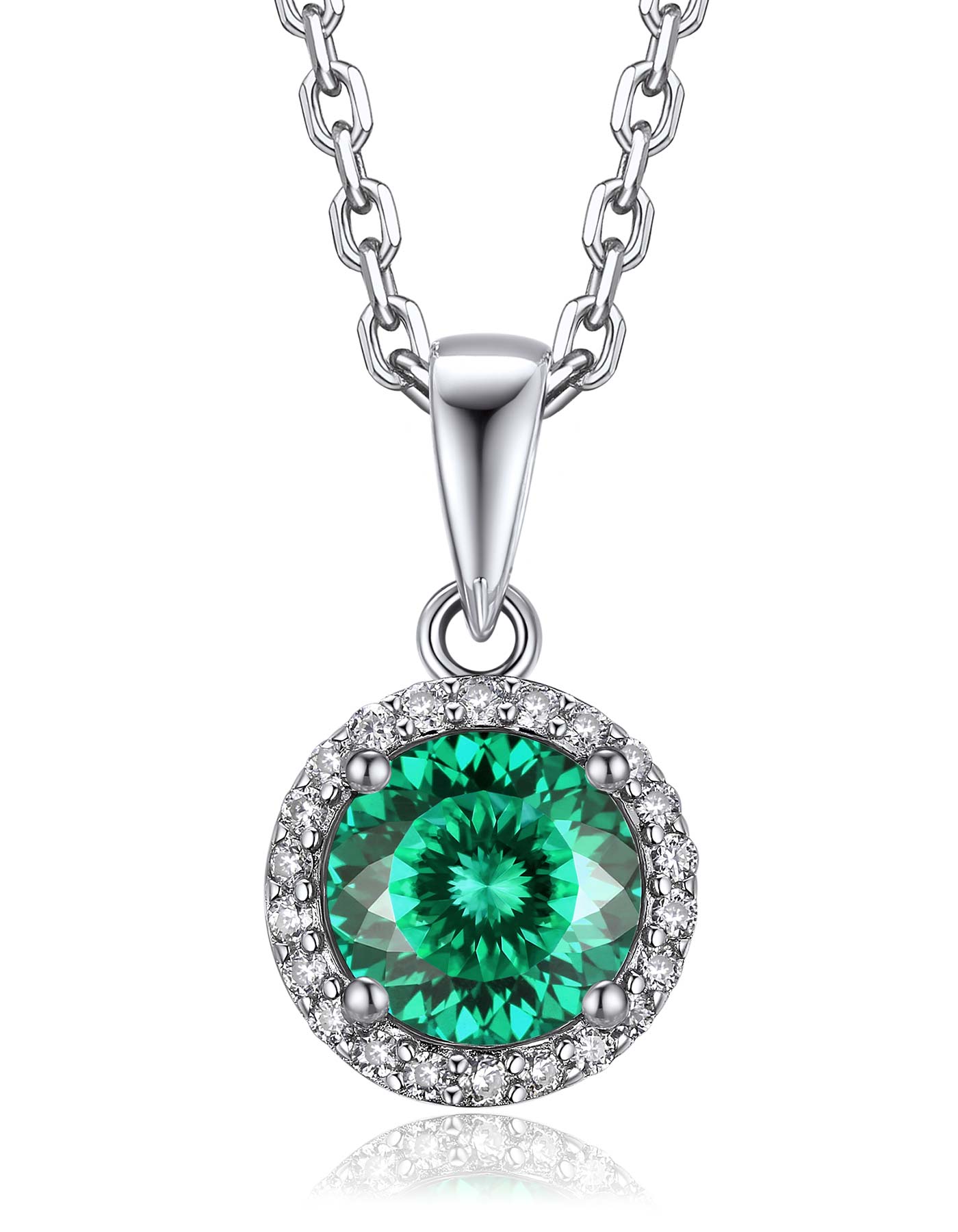 Ahabobo Birthstone Moissanite Halo Necklace for Women