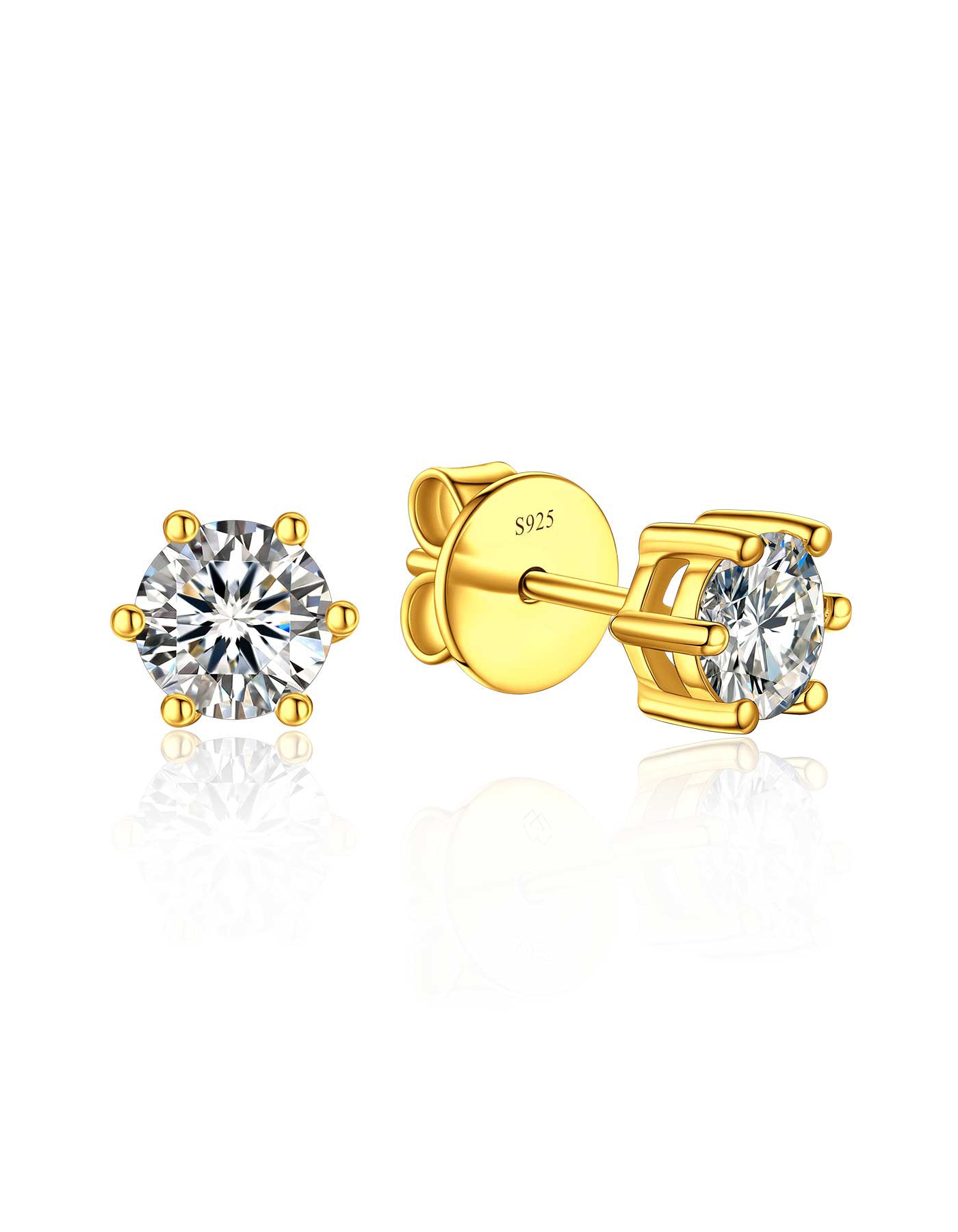 Ahabobo Sterling Silver Moissanite Diamond Earrings Gold Plated