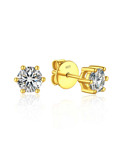 Ahabobo Sterling Silver Moissanite Diamond Earrings Gold Plated