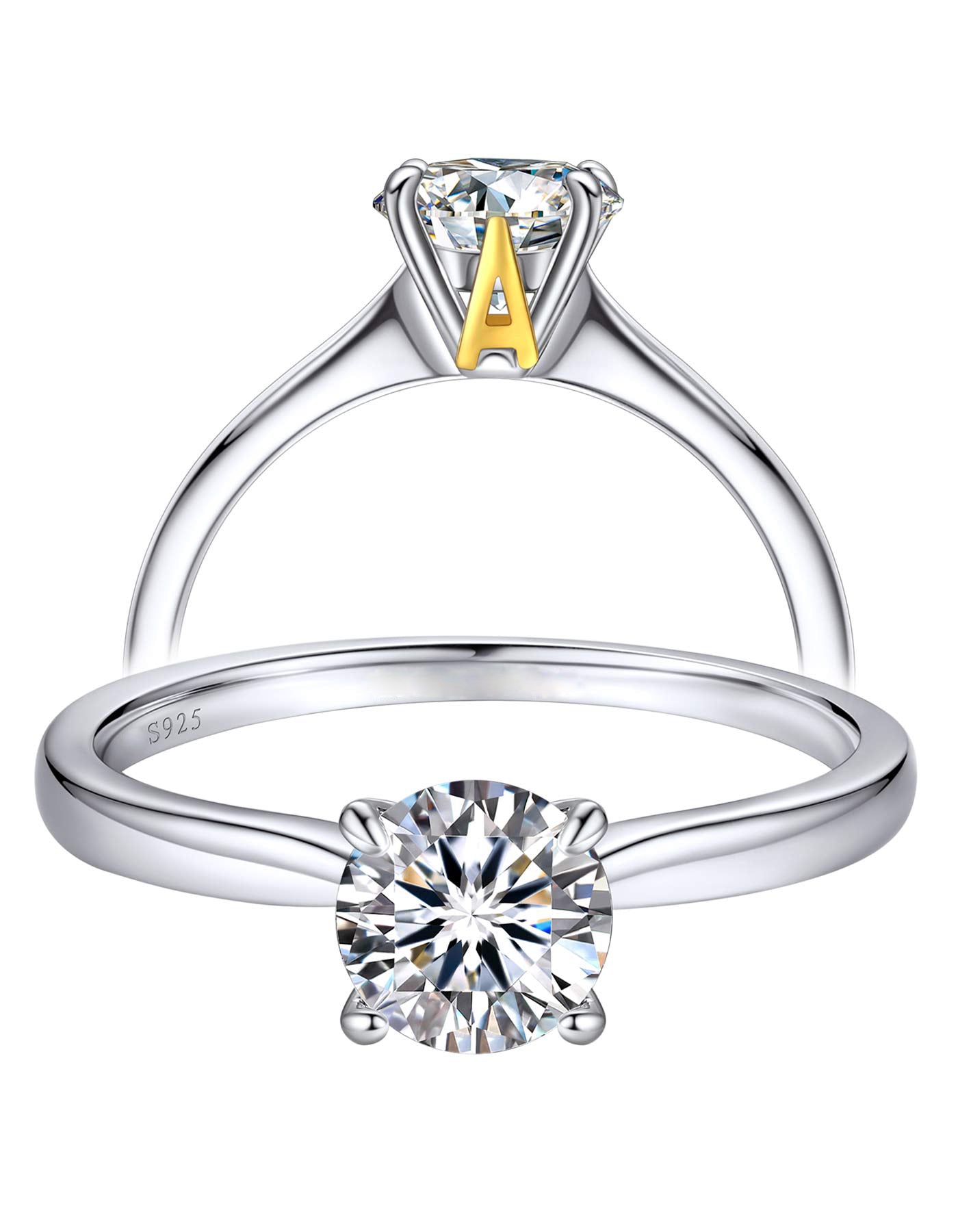 Ahabobo Moissanite Engagement Ring For Women Custom Name