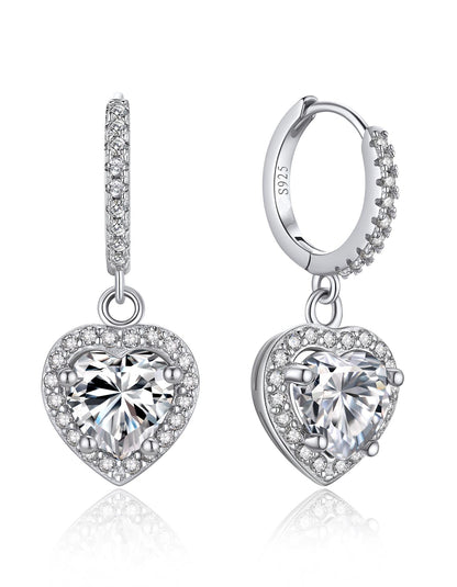 Ahabobo Moissanite Hoop Earrings Heart Huggie Earrings For Women