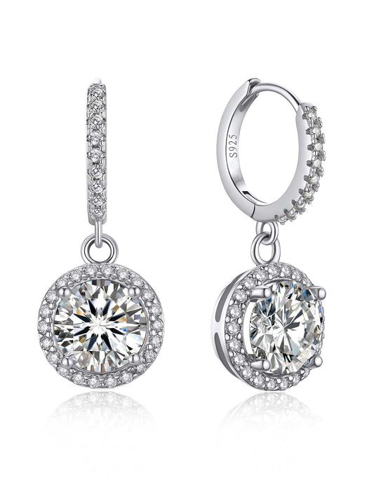 Ahabobo Halo Moissanite Hoop Earrings For Women