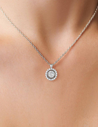 Ahabobo Moissanite Halo Pendant Dancing Necklace