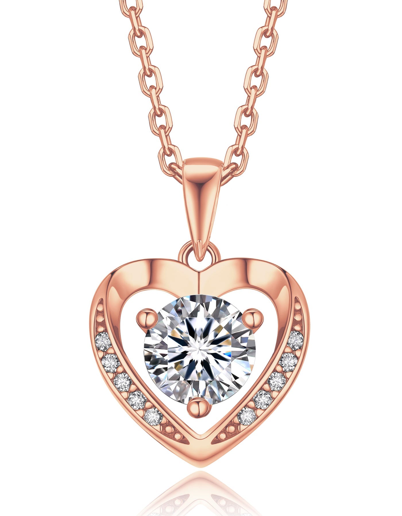 Ahabobo Sterling Silver Moissanite Heart Necklace For Women