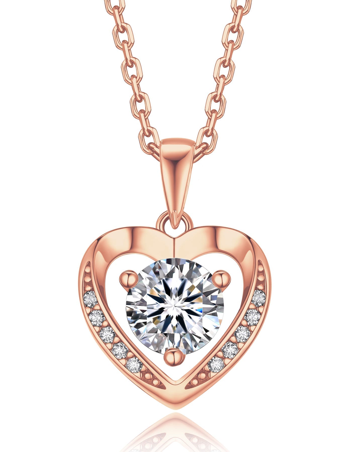 Ahabobo Sterling Silver Moissanite Heart Necklace