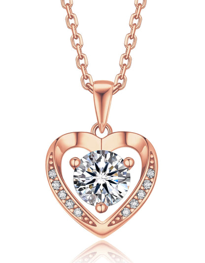 Ahabobo Sterling Silver Moissanite Heart Necklace