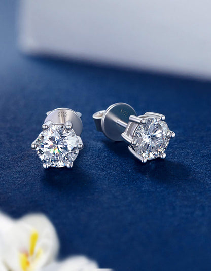 Ahabobo Sterling Silver Moissanite Stud Earrings For Men Women