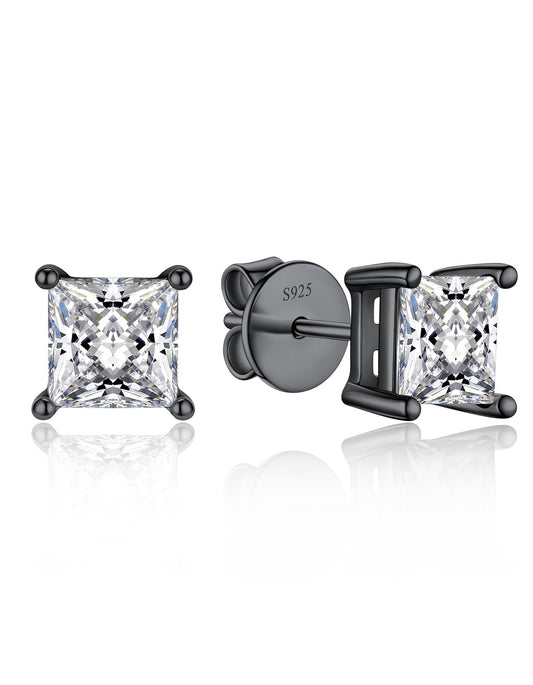 Ahabobo Princess Cut Moissanite Stud Earrings For Women Men