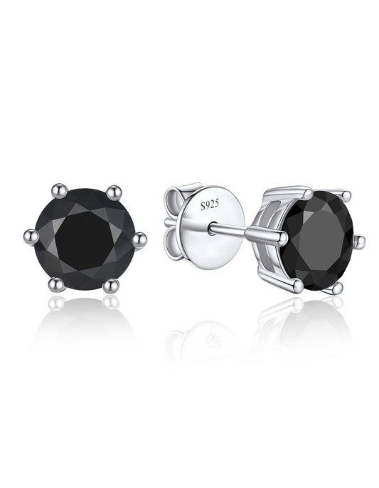 Ahabobo Black Solitaire Moissanite Stud Earrings for Women Men