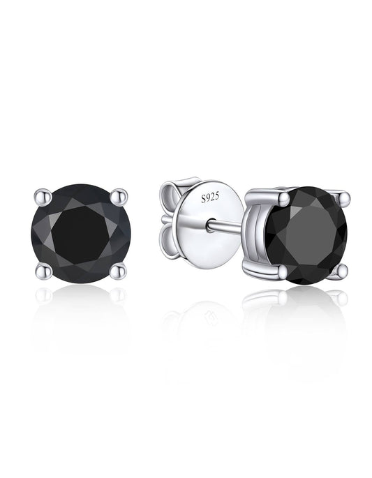 Ahabobo Sterling Silver Black Moissanite Earrings Studs