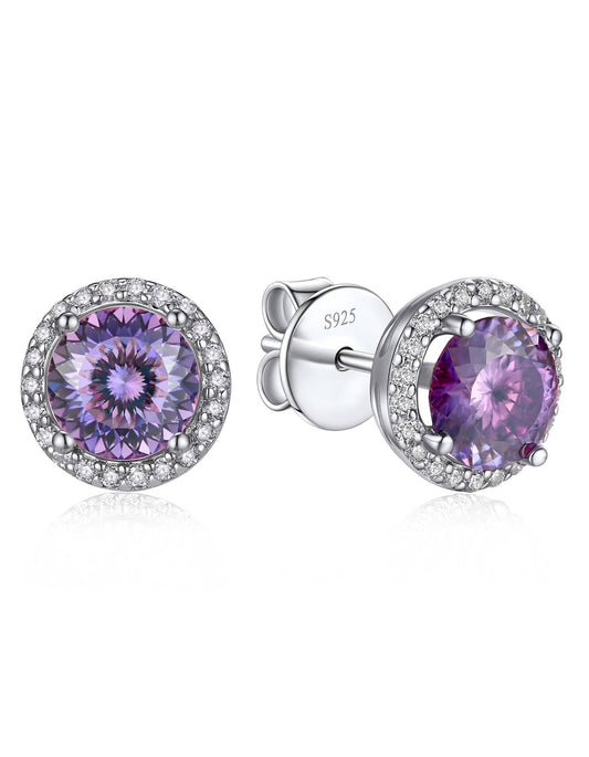 Ahabobo Birthstone Moissanite Halo Stud Earrings for Women