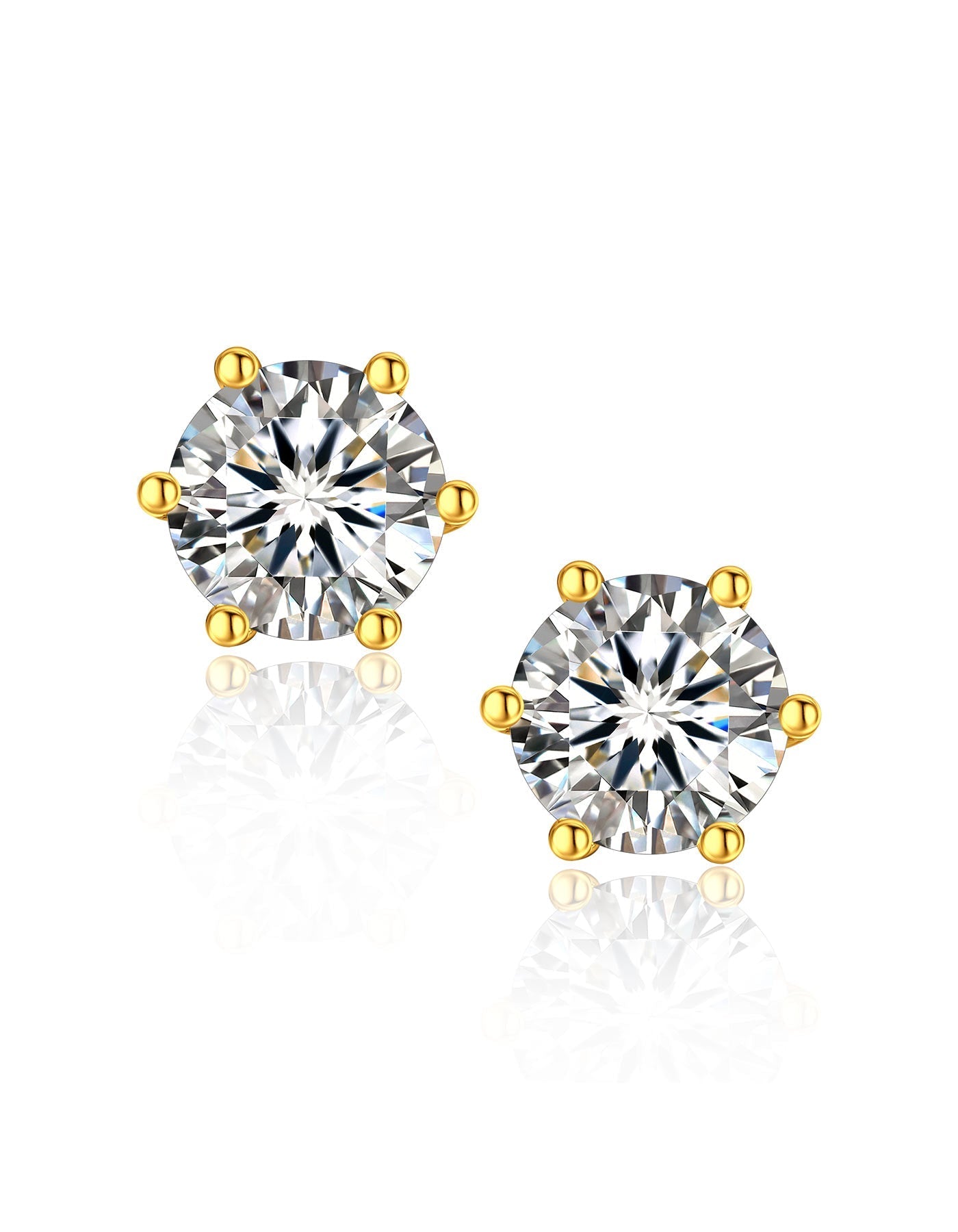 Ahabobo Sterling Silver Moissanite Diamond Earrings Gold Plated