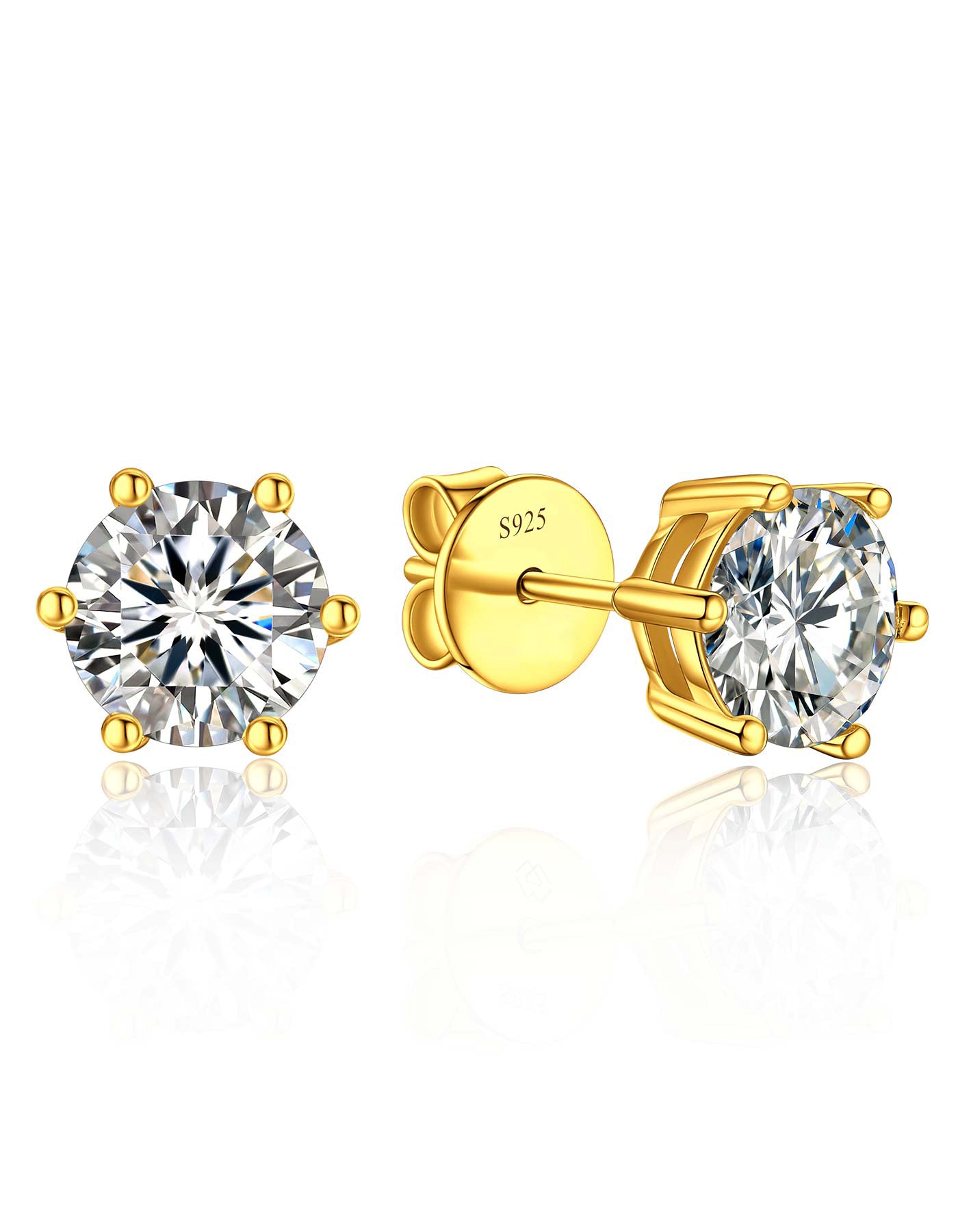 Ahabobo Sterling Silver Moissanite Diamond Earrings Gold Plated