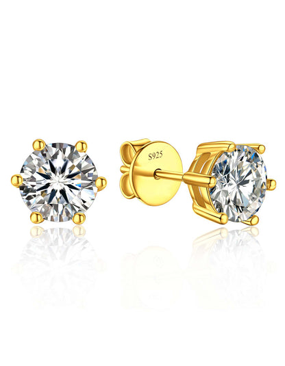 Ahabobo Sterling Silver Moissanite Diamond Earrings Gold Plated