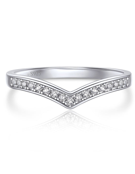 Ahabobo Moissanite Curved Wedding Ring in S925 Silver