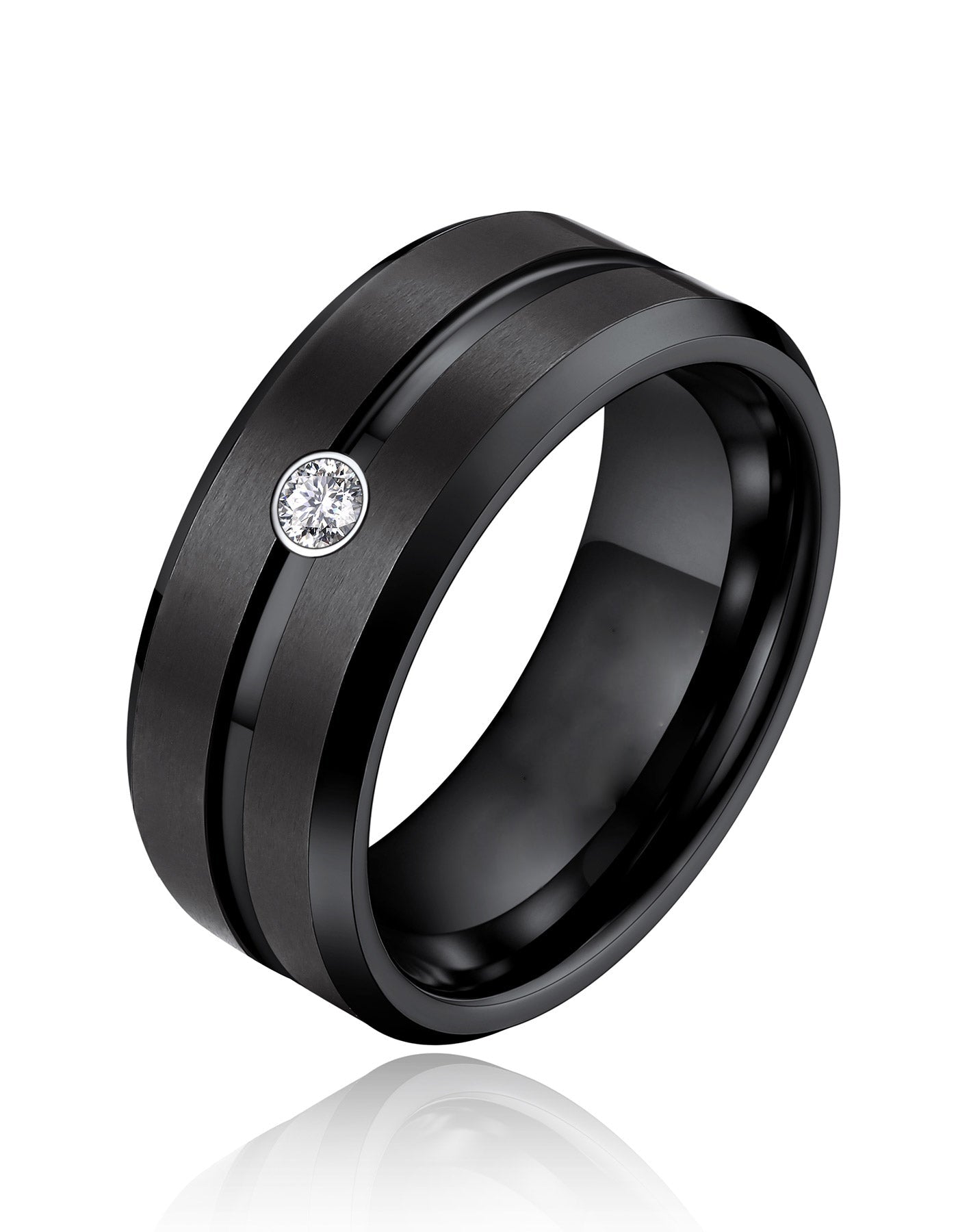 Tungsten Carbide Wedding Band Ring with Moissanite For Men