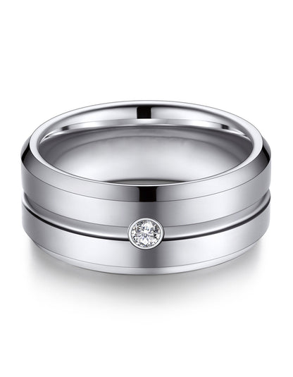 Tungsten Carbide Wedding Band Ring with Moissanite For Men