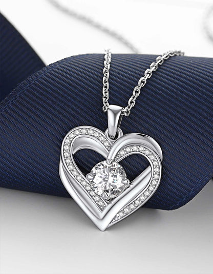 Moissanaite Diamond Love Heart Necklace For Women