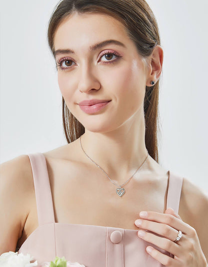 Moissanaite Diamond Love Heart Necklace For Women