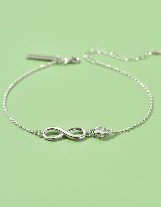 Ahabobo Stone Sterling Silver Infinity Bracelet For Women