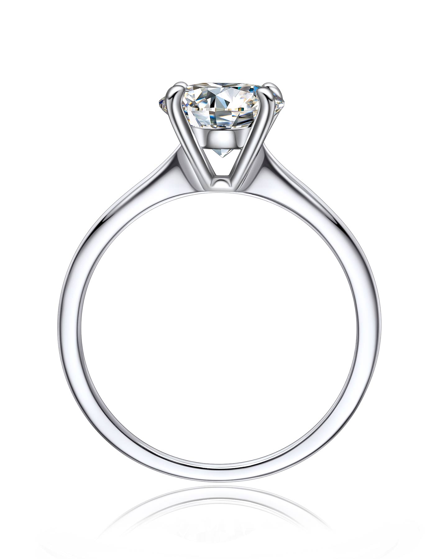 Ahabobo Solitaire Moissanite Engagement Ring for Women in Sterling Silver