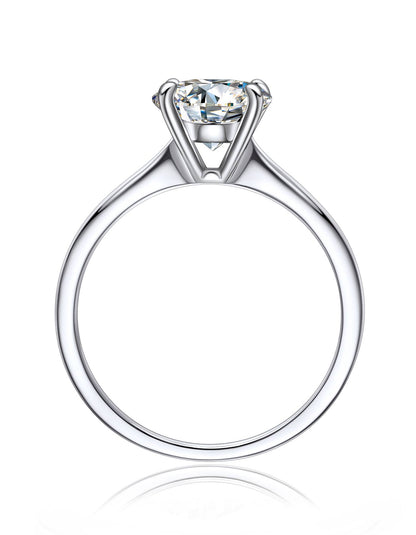 Ahabobo Solitaire Moissanite Engagement Ring for Women in Sterling Silver