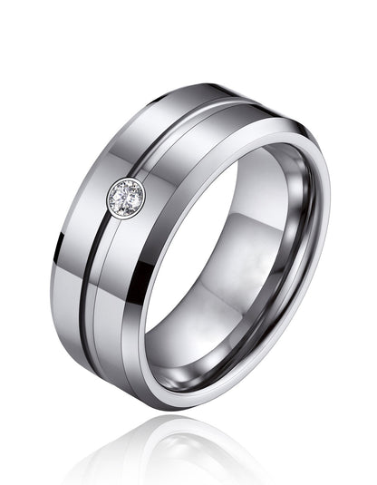 Tungsten Carbide Wedding Band Ring with Moissanite For Men