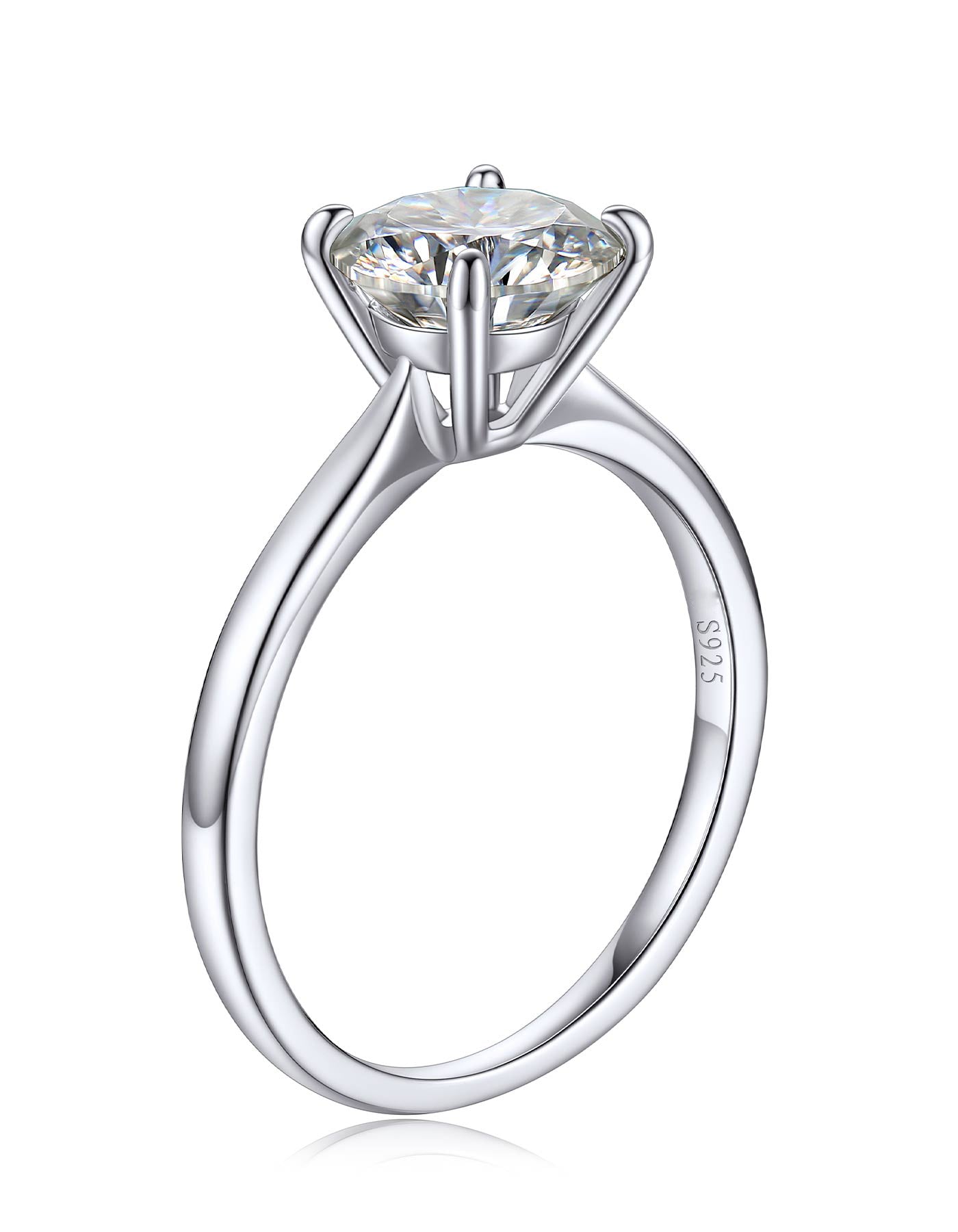 Ahabobo Solitaire Moissanite Engagement Ring for Women in Sterling Silver