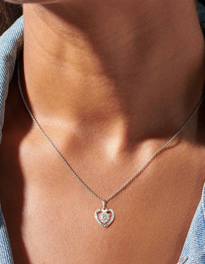 Ahabobo Sterling Silver Moissanite Heart Necklace