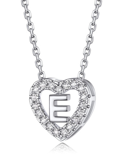 Heart Initial Necklace with Moissantie For Women in Silver